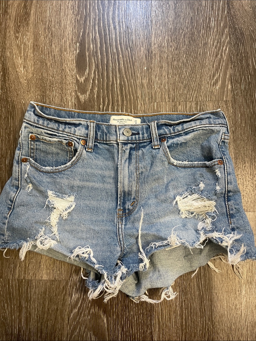 Abercrombie & Fitch Distressed Light Blue Denim Cutoff Shorts